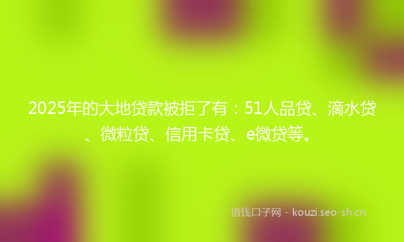 2025年的大地贷款被拒了有：51人品贷、滴水贷、微粒贷、信用卡贷、e微贷等。