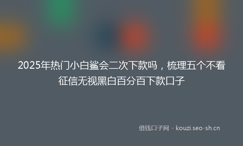 2025年热门小白鲨会二次下款吗，梳理五个不看征信无视黑白百分百下款口子