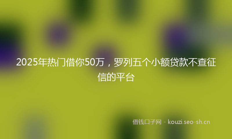 2025年热门借你50万，罗列五个小额贷款不查征信的平台