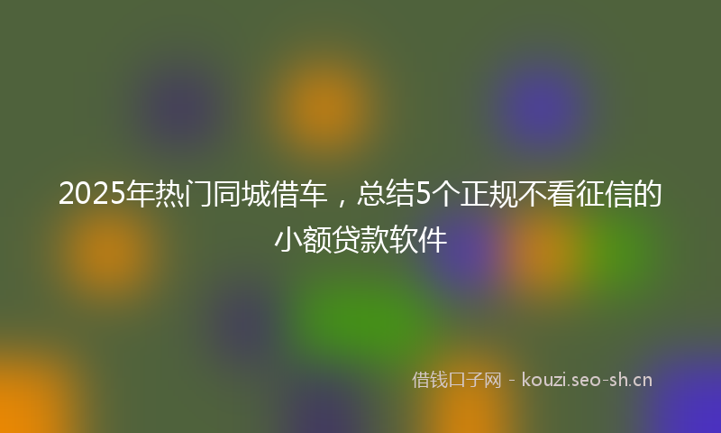 2025年热门同城借车，总结5个正规不看征信的小额贷款软件