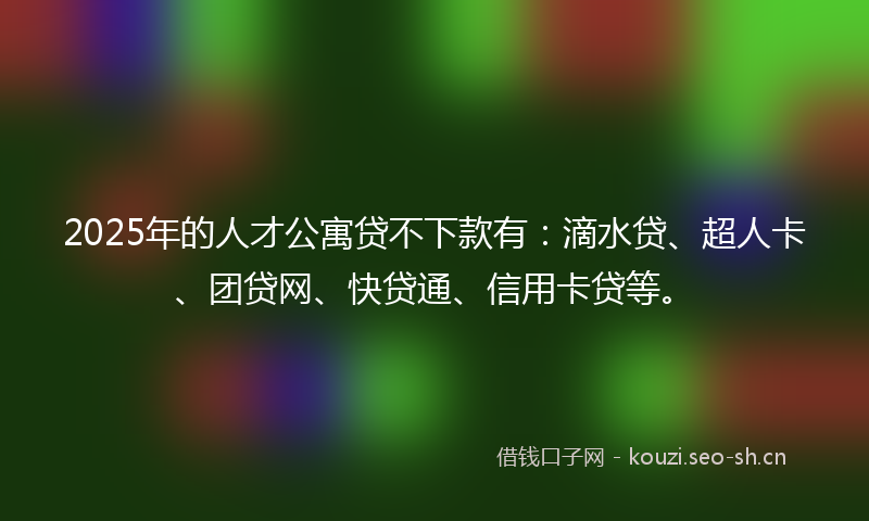 2025年的人才公寓贷不下款有：滴水贷、超人卡、团贷网、快贷通、信用卡贷等。