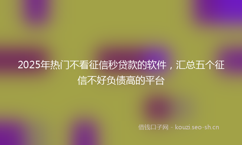 2025年热门不看征信秒贷款的软件，汇总五个征信不好负债高的平台