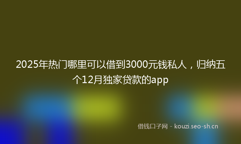 2025年热门哪里可以借到3000元钱私人，归纳五个12月独家贷款的app