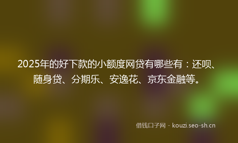 2025年的好下款的小额度网贷有哪些有：还呗、随身贷、分期乐、安逸花、京东金融等。