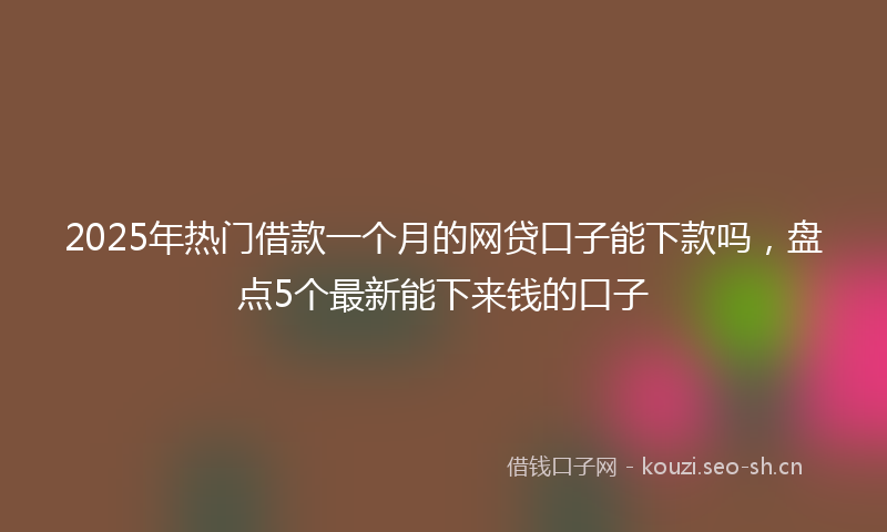 2025年热门借款一个月的网贷口子能下款吗，盘点5个最新能下来钱的口子