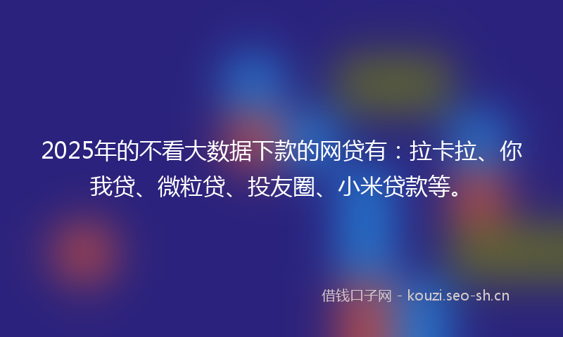 2025年的不看大数据下款的网贷有：拉卡拉、你我贷、微粒贷、投友圈、小米贷款等。