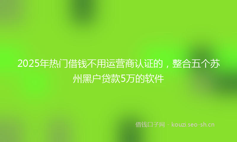 2025年热门借钱不用运营商认证的，整合五个苏州黑户贷款5万的软件
