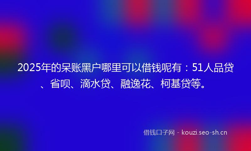 2025年的呆账黑户哪里可以借钱呢有：51人品贷、省呗、滴水贷、融逸花、柯基贷等。