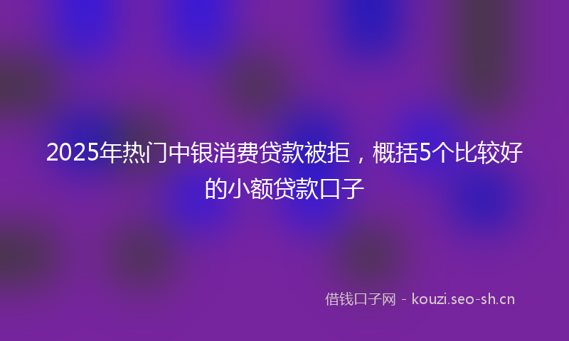2025年热门中银消费贷款被拒，概括5个比较好的小额贷款口子