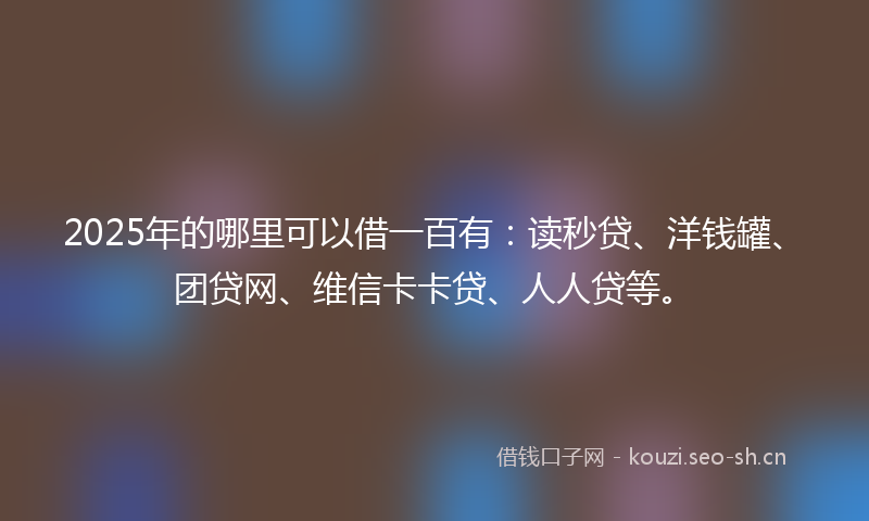 2025年的哪里可以借一百有：读秒贷、洋钱罐、团贷网、维信卡卡贷、人人贷等。