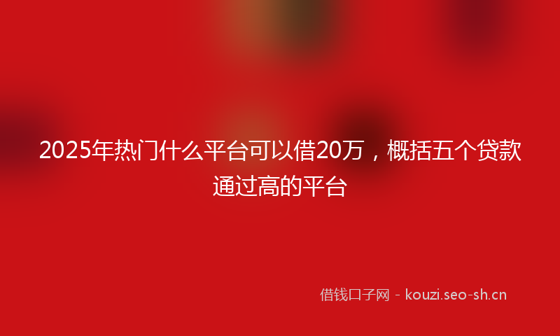 2025年热门什么平台可以借20万，概括五个贷款通过高的平台