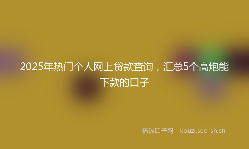 2025年热门个人网上贷款查询，汇总5个高炮能下款的口子