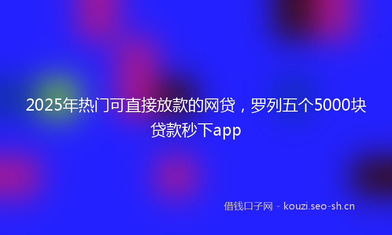 2025年热门可直接放款的网贷,罗列五个5000块贷款秒下app
