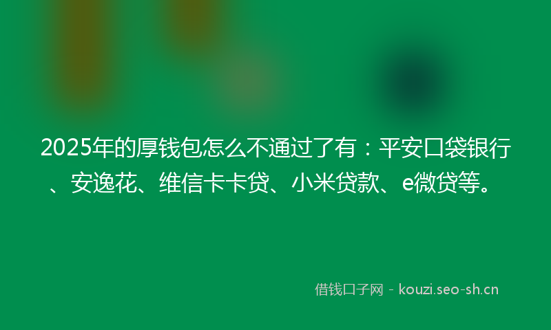 2025年的厚钱包怎么不通过了有：平安口袋银行、安逸花、维信卡卡贷、小米贷款、e微贷等。