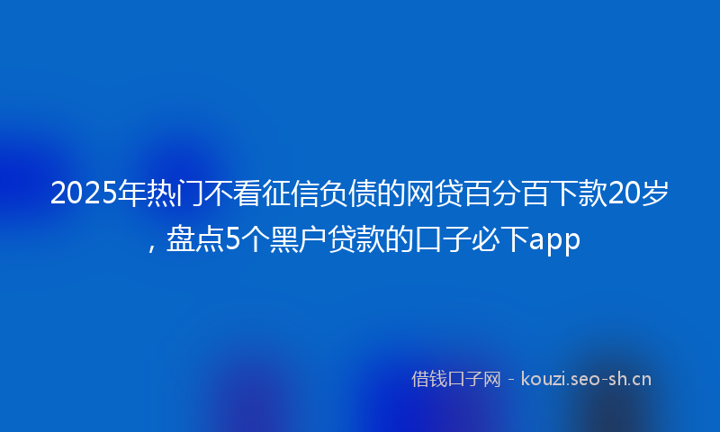 2025年热门不看征信负债的网贷百分百下款20岁，盘点5个黑户贷款的口子必下app