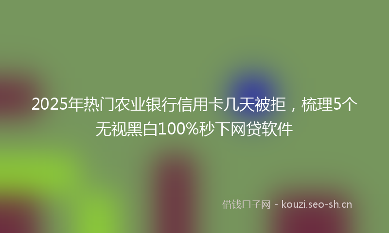 2025年热门农业银行信用卡几天被拒，梳理5个无视黑白100%秒下网贷软件