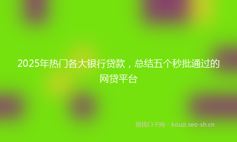 2025年热门各大银行贷款，总结五个秒批通过的网贷平台