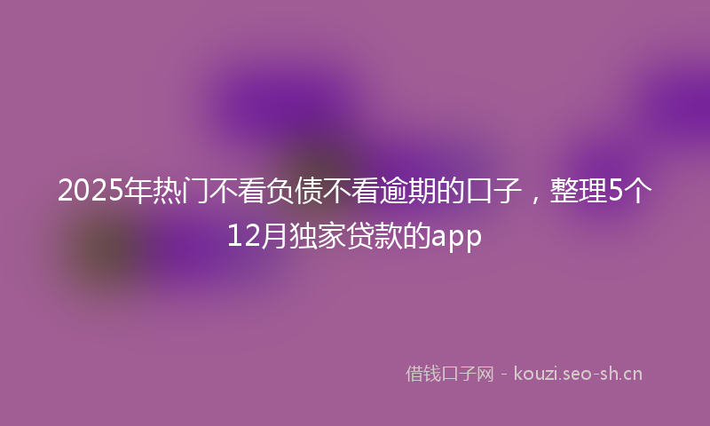 2025年热门不看负债不看逾期的口子，整理5个12月独家贷款的app