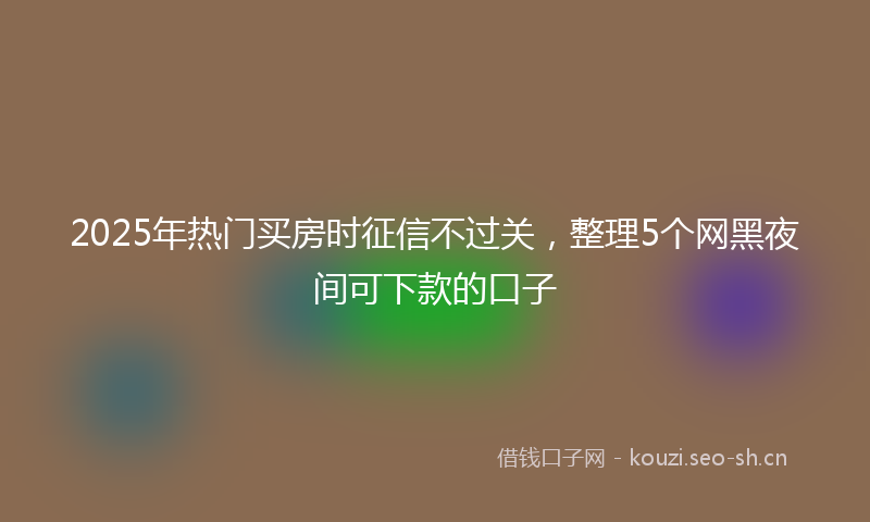 2025年热门买房时征信不过关，整理5个网黑夜间可下款的口子