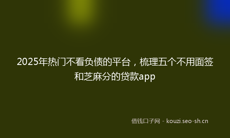 2025年热门不看负债的平台，梳理五个不用面签和芝麻分的贷款app