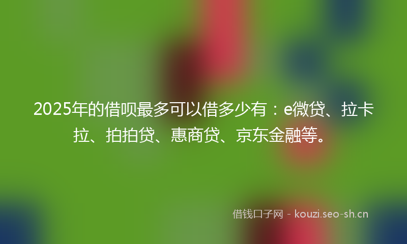 2025年的借呗最多可以借多少有：e微贷、拉卡拉、拍拍贷、惠商贷、京东金融等。