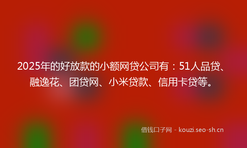 2025年的好放款的小额网贷公司有:51人品贷、融逸花、团贷网、小米贷款、信用卡贷等。