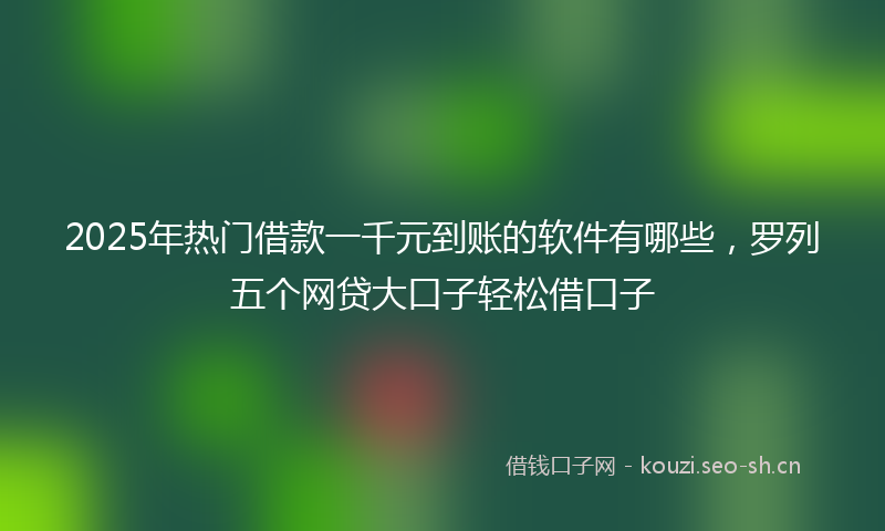 2025年热门借款一千元到账的软件有哪些，罗列五个网贷大口子轻松借口子