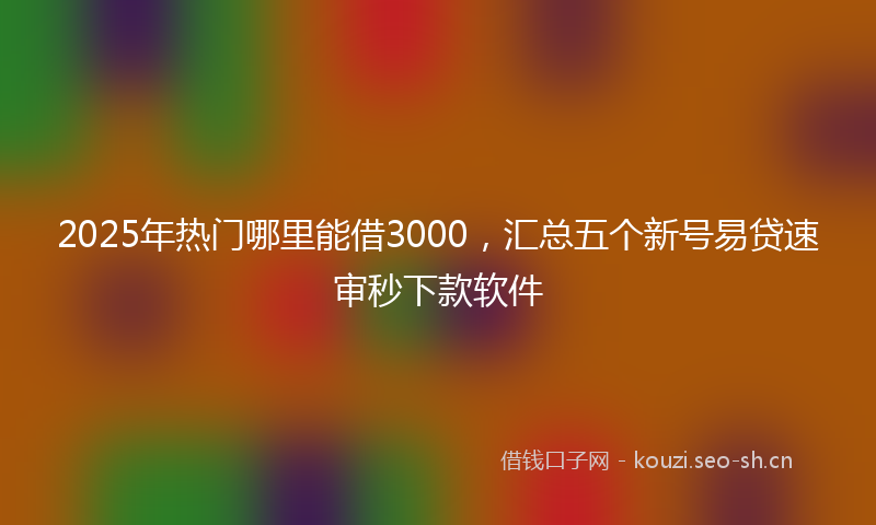 2025年热门哪里能借3000，汇总五个新号易贷速审秒下款软件