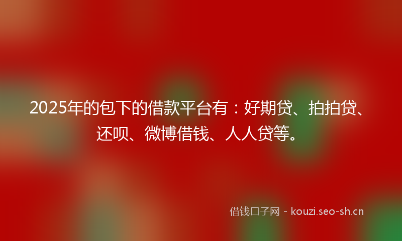 2025年的包下的借款平台有：好期贷、拍拍贷、还呗、微博借钱、人人贷等。