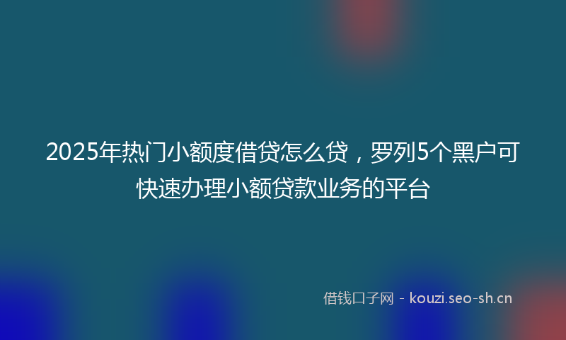 2025年热门小额度借贷怎么贷，罗列5个黑户可快速办理小额贷款业务的平台