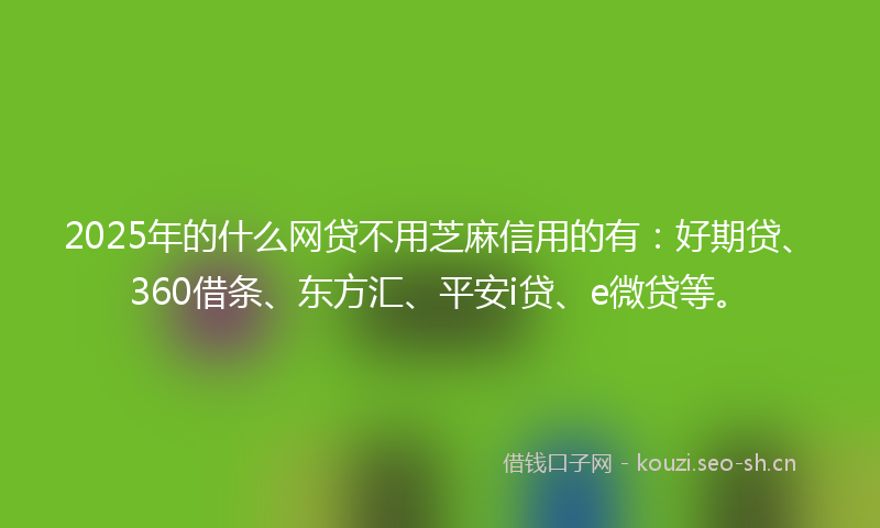 2025年的什么网贷不用芝麻信用的有：好期贷、360借条、东方汇、平安i贷、e微贷等。