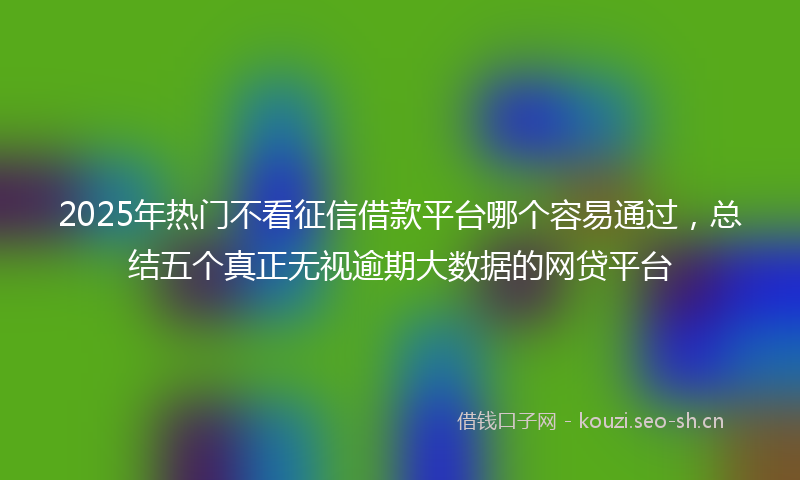 2025年热门不看征信借款平台哪个容易通过，总结五个真正无视逾期大数据的网贷平台