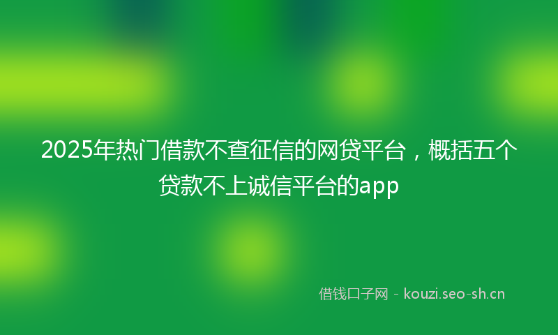2025年热门借款不查征信的网贷平台，概括五个贷款不上诚信平台的app