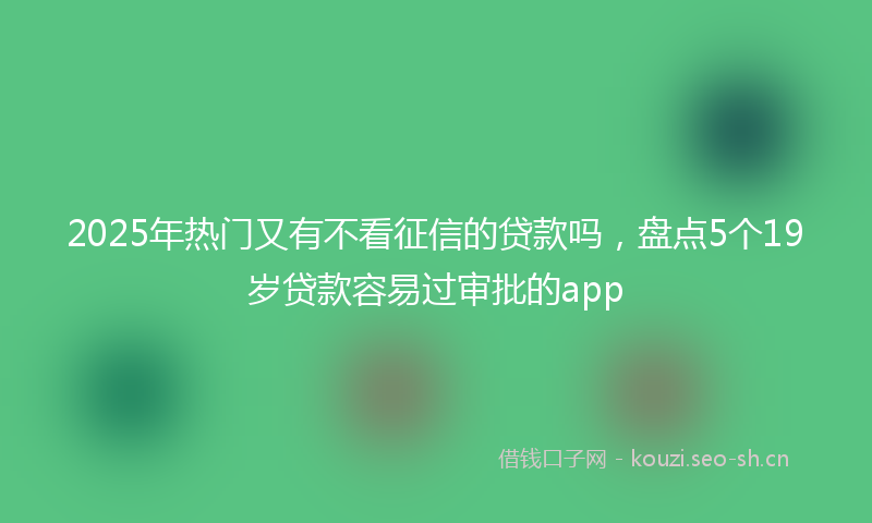 2025年热门又有不看征信的贷款吗，盘点5个19岁贷款容易过审批的app