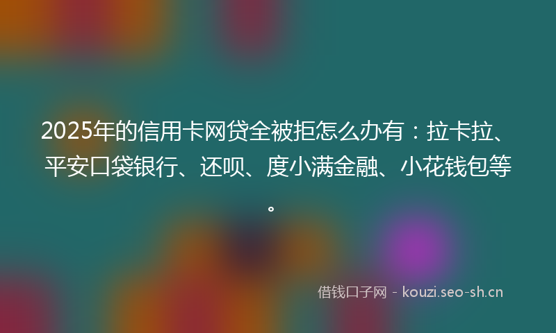2025年的信用卡网贷全被拒怎么办有：拉卡拉、平安口袋银行、还呗、度小满金融、小花钱包等。