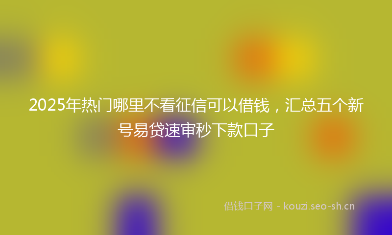 2025年热门哪里不看征信可以借钱,汇总五个新号易贷速审秒下款口子