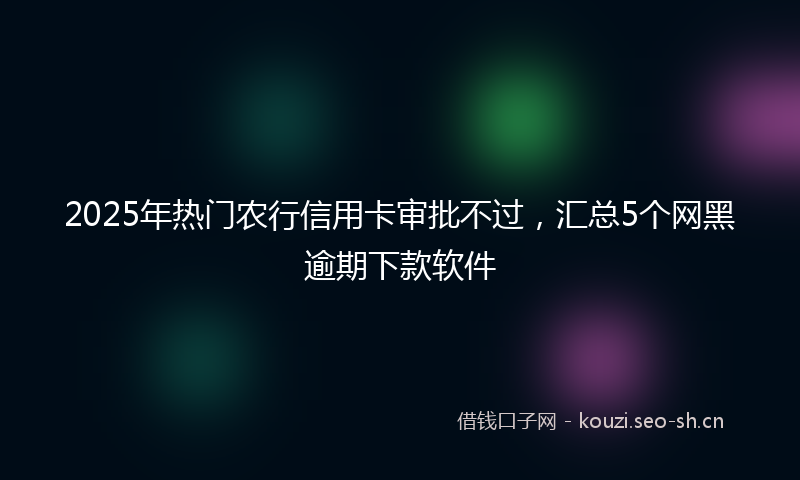 2025年热门农行信用卡审批不过，汇总5个网黑逾期下款软件