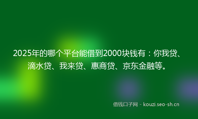 2025年的哪个平台能借到2000块钱有：你我贷、滴水贷、我来贷、惠商贷、京东金融等。
