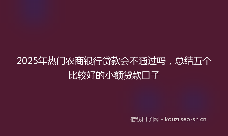 2025年热门农商银行贷款会不通过吗，总结五个比较好的小额贷款口子