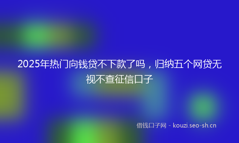 2025年热门向钱贷不下款了吗，归纳五个网贷无视不查征信口子