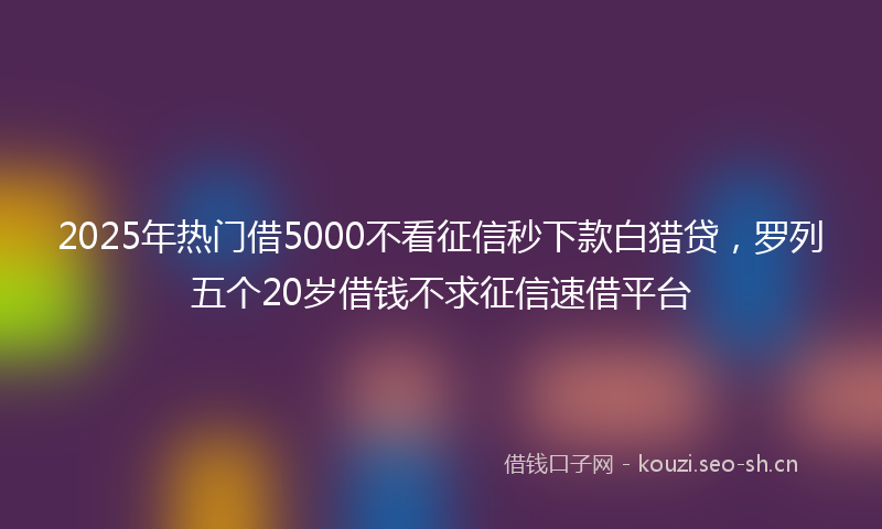 2025年热门借5000不看征信秒下款白猎贷，罗列五个20岁借钱不求征信速借平台
