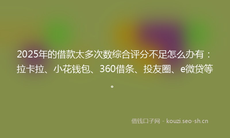 2025年的借款太多次数综合评分不足怎么办有：拉卡拉、小花钱包、360借条、投友圈、e微贷等。