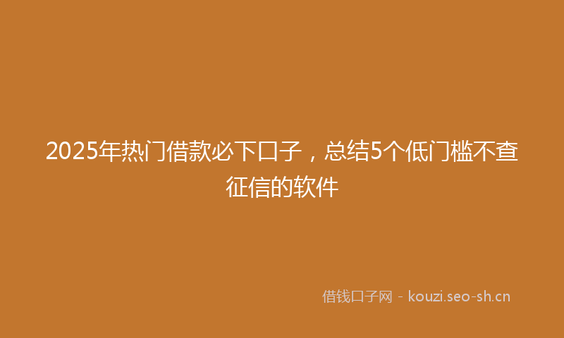 2025年热门借款必下口子，总结5个低门槛不查征信的软件