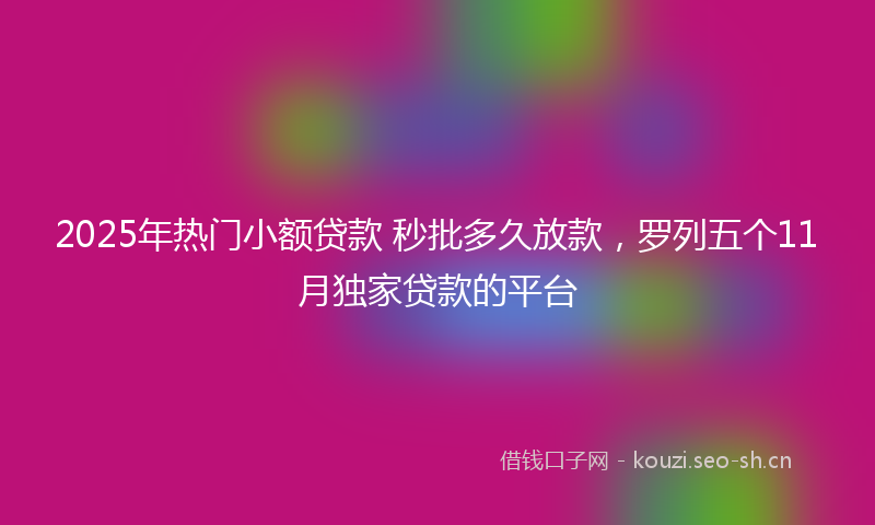 2025年热门小额贷款 秒批多久放款，罗列五个11月独家贷款的平台
