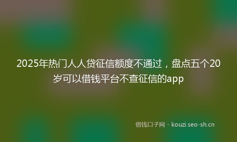2025年热门人人贷征信额度不通过，盘点五个20岁可以借钱平台不查征信的app