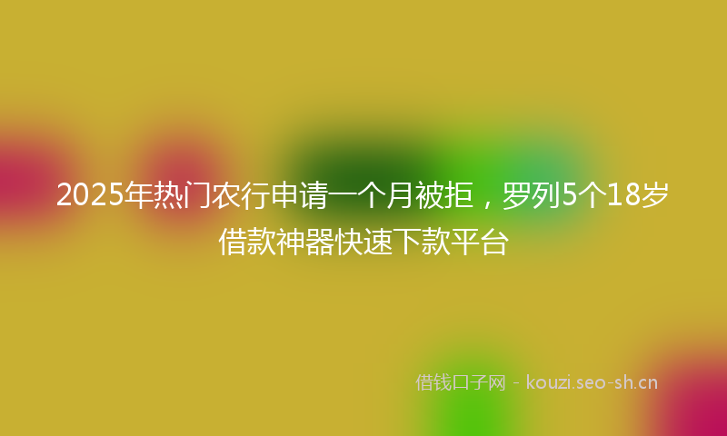 2025年热门农行申请一个月被拒，罗列5个18岁借款神器快速下款平台