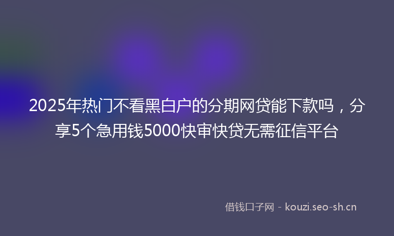 2025年热门不看黑白户的分期网贷能下款吗，分享5个急用钱5000快审快贷无需征信平台