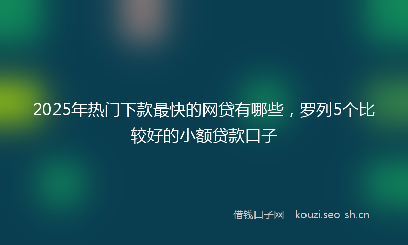 2025年热门下款最快的网贷有哪些，罗列5个比较好的小额贷款口子