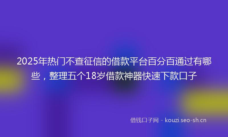 2025年热门不查征信的借款平台百分百通过有哪些，整理五个18岁借款神器快速下款口子