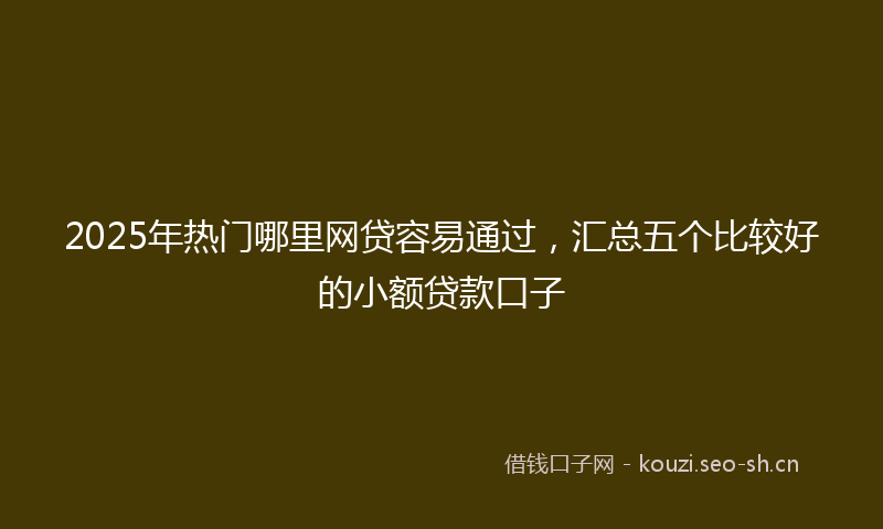 2025年热门哪里网贷容易通过，汇总五个比较好的小额贷款口子